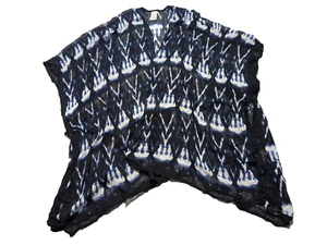 L*SPACE Go With The Flow Women ONE SIZE Navy White Viscose Kimono Swim Cover Up - Picture 1 of 16
