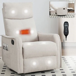 Massage Heated Swivel Rocker Recliner Chair Single Sofa Rocking Glider Remote - Picture 1 of 8