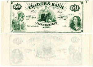 US Virginia Richmond $50 VA195G8 (1860s) Traders Bank **Uncut** UNC - Picture 1 of 1