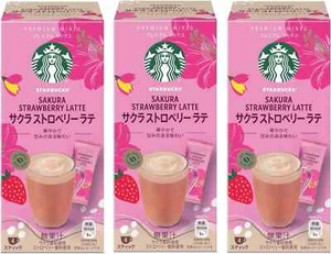 Starbucks Sakura Strawberry Latte 3 Boxes Premium Mix 12 Sticks Japan Limited - Picture 1 of 5