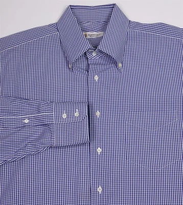 Domenico Vacca Blue White Gingham Check Dress Shirt (44) 17.5-36/37 - Image 1 of 4