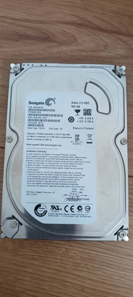 500GB Seagate HDD VIDEO 3.5 SATA Internal Hard Drive Disk 3.5 ST3500312CS  - Image 1 of 1