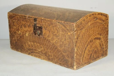 GREAT 19TH C DOME TOP CHEST WITH THE BEST ORIGINAL MUSTARD & BLACK GRAIN PAINT - Image 1 of 4