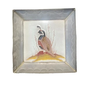 Vintage McKusick Quail 3" Tile Art Tin Frame Desert House Crafts AZ Southwestern - Picture 1 of 17