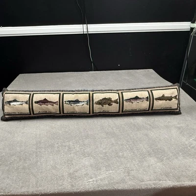 Long Fish Tapestry Pillow 37” Lumbar Door Draft Stopper Fisherman Core Vintage - Image 1 of 4