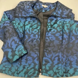 Erin London Metallic Floral Designed, Purple Blue Green, Women Petite Medium - Picture 1 of 12