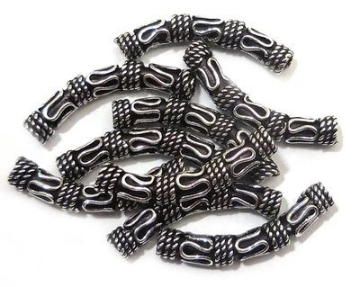 20 PIECES 28X4MM BALI TUBE BEAD ANTIQUE STERLING SILVER PLATED 313 - Image 1 of 3