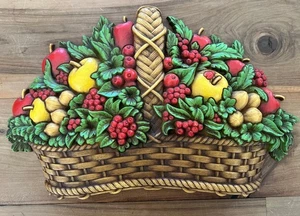 Vintage 1978 Homco Plastic Fruit Basket Wall Hanging Molded Decor USA - Picture 1 of 6