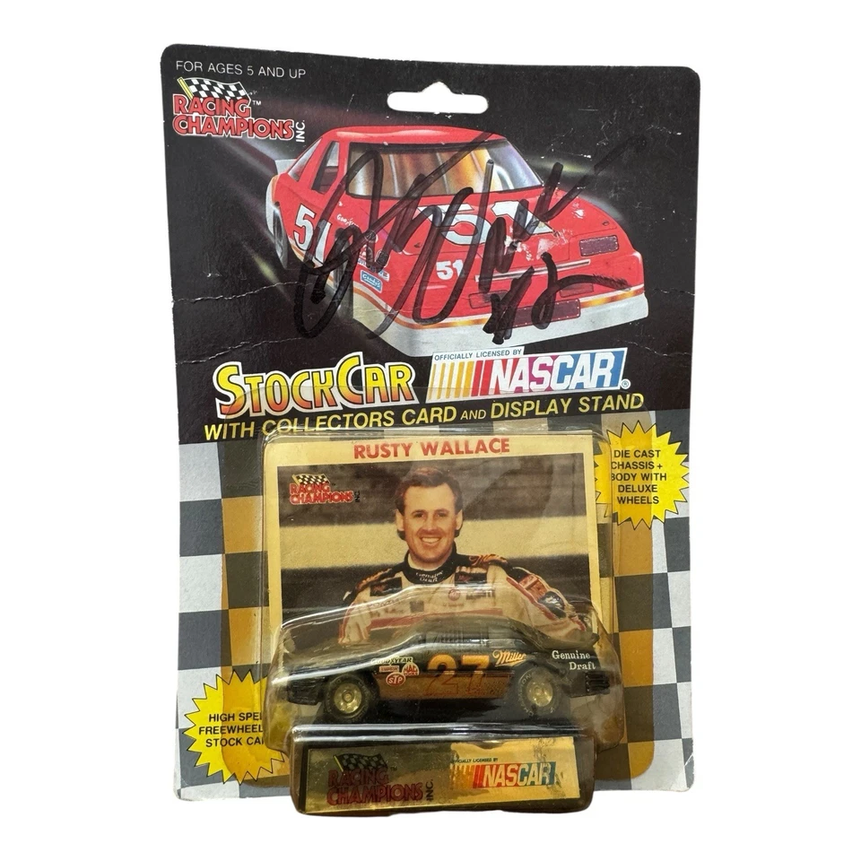 Rusty Wallace 1990 Racing Champions Miller Genuino Draft Firmado Foto 1 de 3