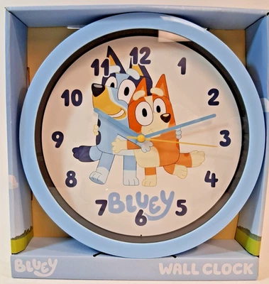Настенные часы 10 дюймов BLUEY & CHARACTERES аналоговый дисплей на батарейках синие детское время - Изображение 1 из 4