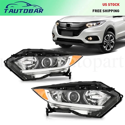 Headlights Headlamps Halogen w/LED DRL For 2019 2022 Honda HRV HR-V LH RH Pair - Image 1 of 4