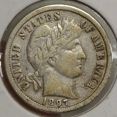 1897-O Barber Dime, Choice Fine to Very Fine, Scarce     1103-10 - Image 1 of 3