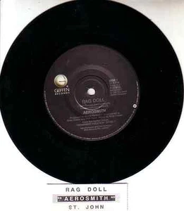 AEROSMITH Rag Doll  7" 45 rpm vinyl record + juke box title strip  - Picture 1 of 2