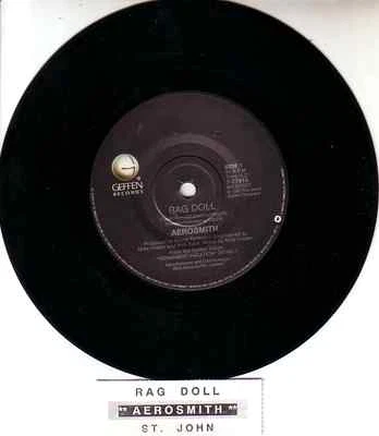 AEROSMITH Rag Doll  7" 45 rpm vinyl record + juke box title strip  - Image 1 of 2