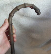 BAMBOO / CANE WOOD?  VERY EARLY PRIMITIVE ANTIQUE WALKING CANE STICK 