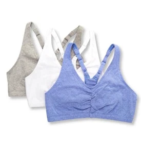 Fruit Of The Loom 90011 Shirred Front Racerback Sports Bra - 3 Pack - Picture 1 of 5