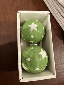 4 Pottery Barn Kids Ceramic Curtain Rod Finial Graphic  Green Stripe - Picture 1 of 5