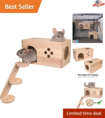 Casa Chinchilla de Madera Ventilada Extra Grande con Escalera de Escalada y Puertas Foto 1 de 4