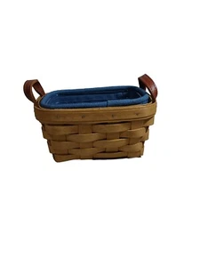 Longaberger Teekorb 2004 klein blau Kleidung & Einlage Ledergriffe - Bild 1 von 5