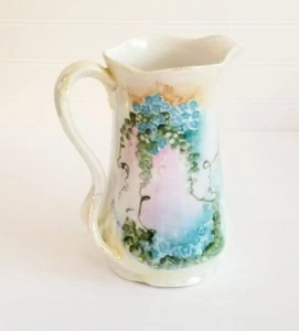 Antique J & C Louise Bavaria Porcelain Pitcher Vase Hand Painted Blue Flowers 8" - Picture 1 of 11
