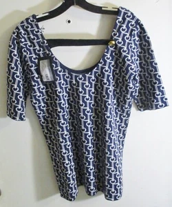 NEU Damen Prada Milano Scollo Kurzarm U-Ausschnitt Jacquard Top - Bild 1 von 9