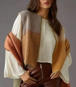 Pilcro Anthropologie Fuzzy Plaid Sweater Vest with Matching Scarf One Size - Picture 1 of 7
