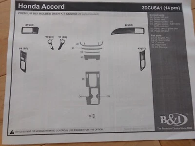 Kit de tablero moldeado Honda Accord 2013 - 2017 de B&I Foto 1 de 4