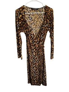Norma Kamali Animal Print Wrap Mini Dress Size L - Picture 1 of 9