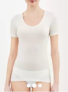 Maglia intima manica corta RAGNO lana merino seta donna 74027 bianco nero - Bild 1 von 2