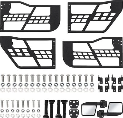Fit For 07-18 Jeep Wrangler JK 4 Door Front+Rear Side Tube Doors & Side Mirrors - Imagem 1 de 4