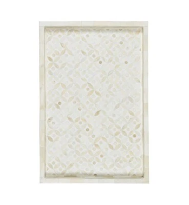 Bone Inlay Geometric Star Design Tray in White Color - Image 1 of 2