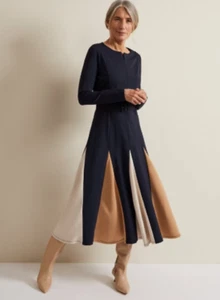 Phase Eight Paula Midi Dress navy multi size UK 10 new tags bx5 - Picture 1 of 6