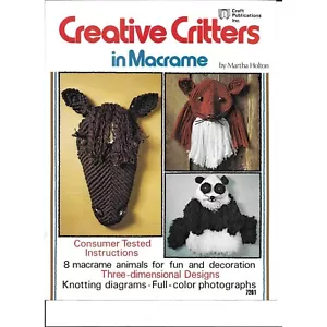 Macrame Animal Patterns Vintage Craft Pattern Book Creative Critters Horse Fox - Picture 1 of 8