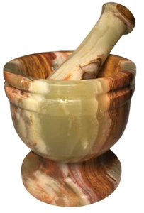 4" Banded Onyx Mortar and Pestle Set READ - Picture 1 of 10