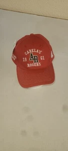 Gorra Cabelas Rogers AR con tirantes ajustables de la gran inauguración 2012 nueva sin etiquetas roja - Imagen 1 de 5