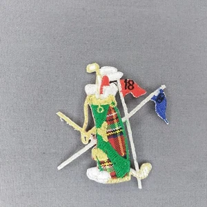 Red Tartan Plaid Golf Bag 2.5" Color Iron-On Patch - Picture 1 of 2