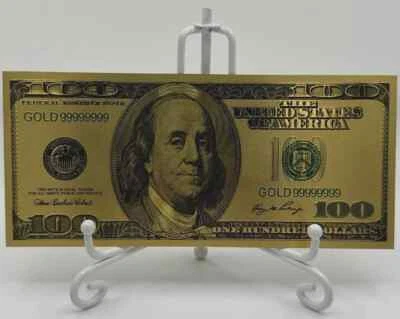 $100 One Hundred Dollar Franklin Bill Gold Banknote - Novelty Collectable Only - Image 1 of 2