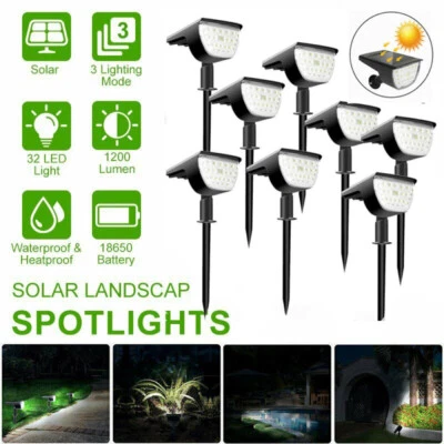 8/10Pack 32-LED Solar Spotlights Landscape Lights Outdoor Garden Pathway Lamp US - Image 1 of 4