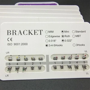 50 Packs Orthodontic Metal Bracket Braces Mini Roth Slot.022 Hooks 3-4-5 - Picture 1 of 9