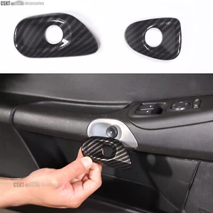 ABS Carbon Fiber Interior Exit Door Button Trim Cover Fits Corvette C6 2005-2013 - Picture 1 of 15