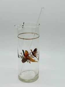 Jarra Martini de colección West Virginia Glass Specialty Faisanes in Flight con agitador - Imagen 1 de 8