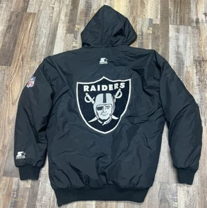 Vintage Oakland LA Las Vegas Raiders Nike Starter Football Jacket XL Heavy Warm - Picture 1 of 16