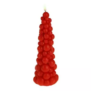 LED Bubble Tree Kerze Rot 3D Batterie Timer Echtwachs Weihnachten Advents Kerzen - Bild 1 von 3