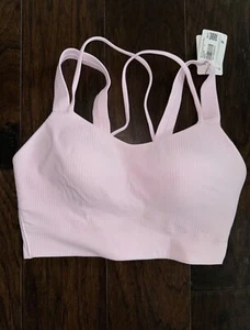 NWT Lululemon Like a Cloud Long-Line Bra D/DD Pink Ribbed Sz 6 Medow Sweet Pink - Picture 1 of 1