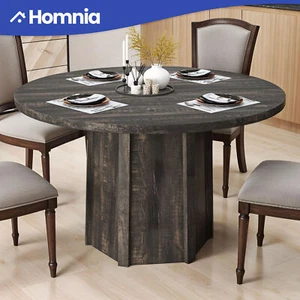 47" Round Dining Table 4 People Solid Wood Dinette Farmhouse Kitchen Rustic Home - Picture 1 of 11