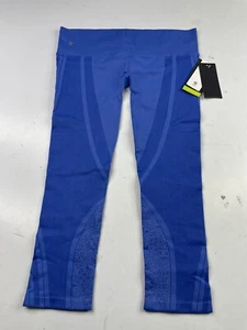 NWT Peach By Nux Ava Capri Premium Fitness Leggings Blue Womens XL Compression - Picture 1 of 4