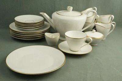 ROSENTHAL BETTINA weiss Goldrand schönes altes Teeservice 6P 22tlg - Bild 1 von 4