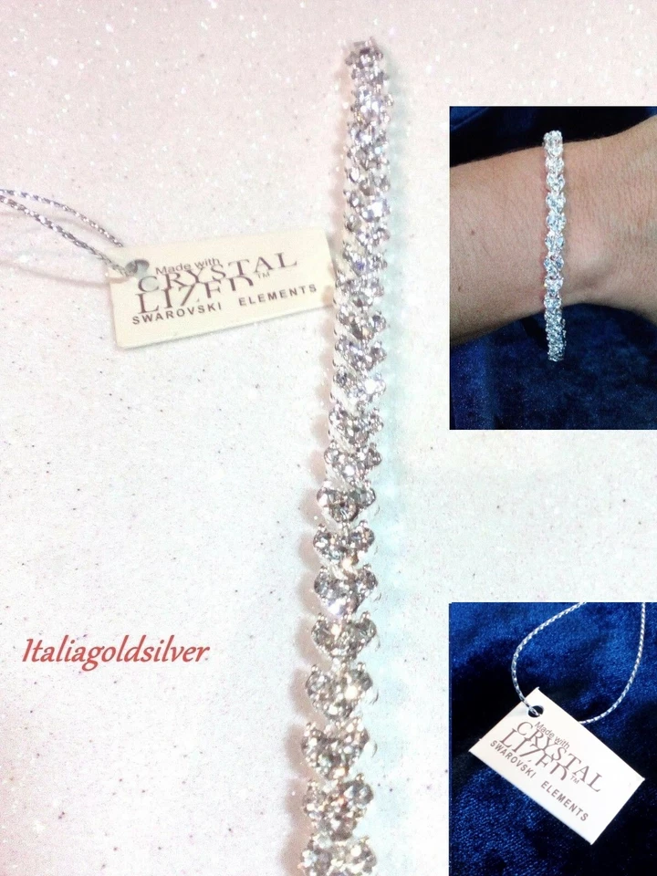  Bracciale trilogy Donna SWAROVSKI ELEMENTS ORIGINALI Argento 925 Gioielli Cuore - Immagine 1 di 4