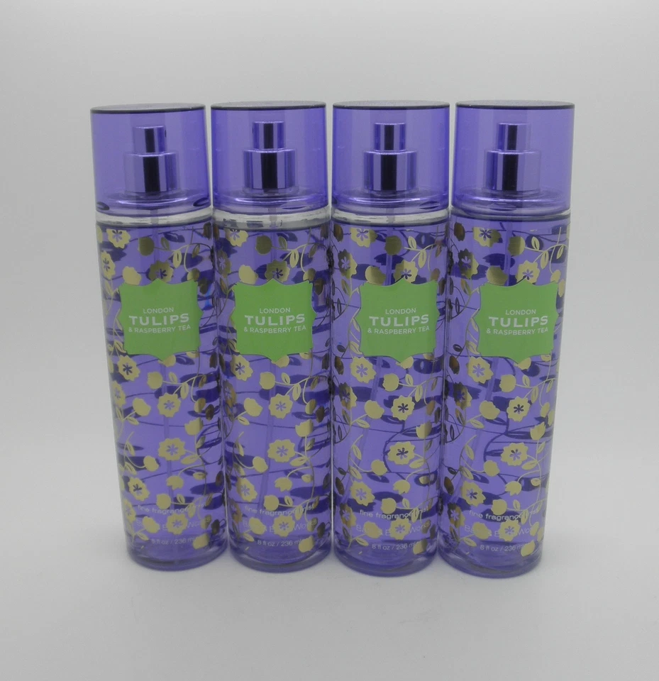 BATH & BODY WORKS Bruma de fragancia fina LONDRES TULIPANES Y TÉ DE FRAMBUESA - Lote de 4 Foto 1 de 1