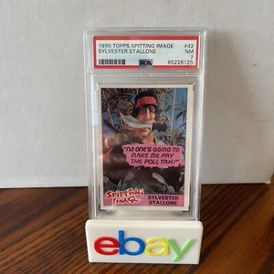 1990 Topps Spitting Image #42 Sylvester Stallone RC Rookie PSA 7 Pop 1 - Foto 1 di 3